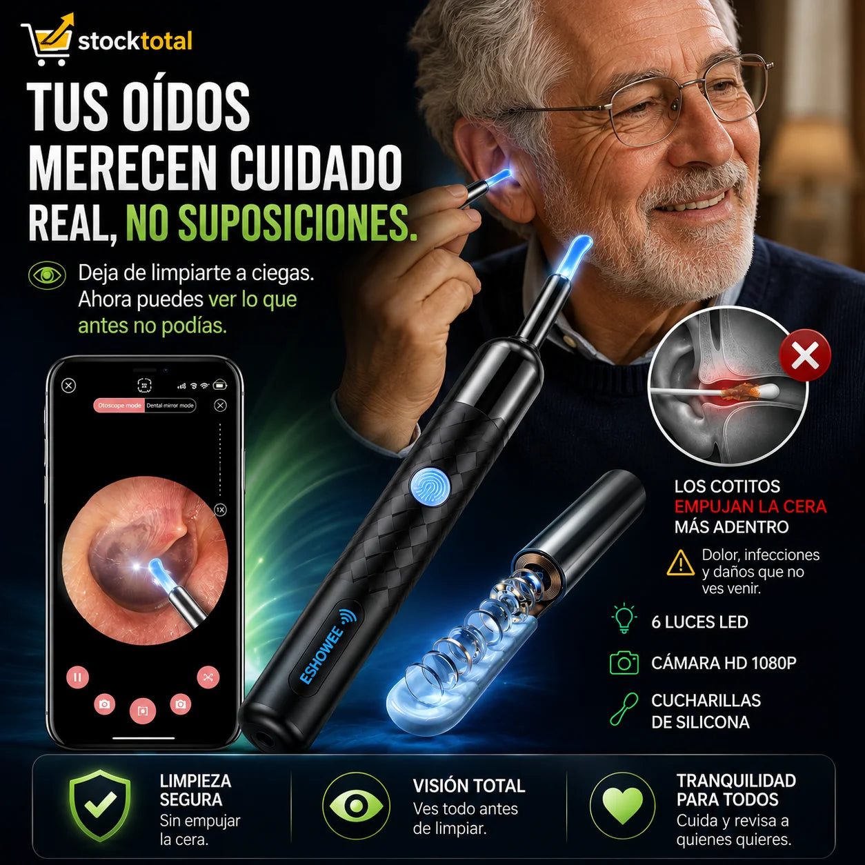 Limpiador de oídos con cámara Cámara HD | 50% de DESCUENTO Y ACCESORIOS GRATIS