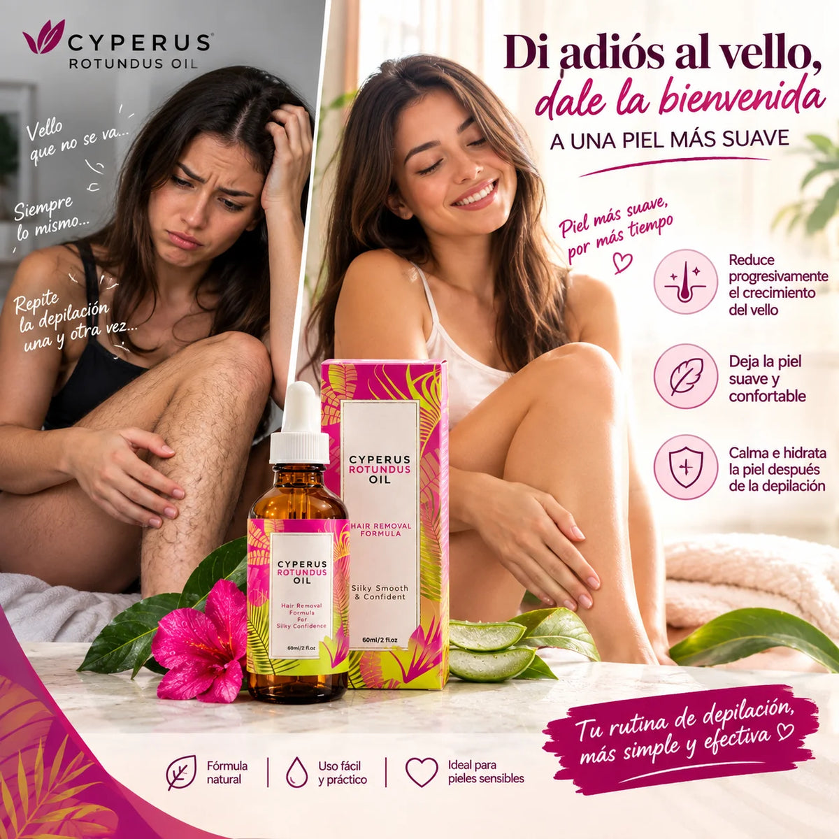 CYPERUS ROTUNDUS OIL - Menos vello, piel más calmada