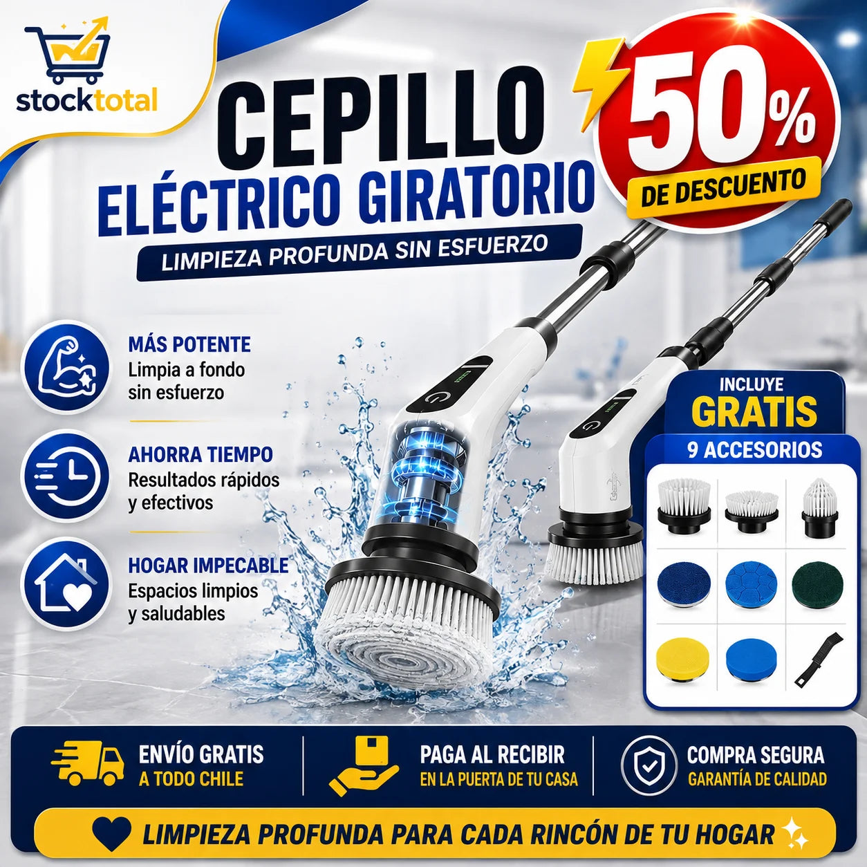 Cepillo Eléctrico 50% de DESCUENTO incluye 9 accesorios GRATIS