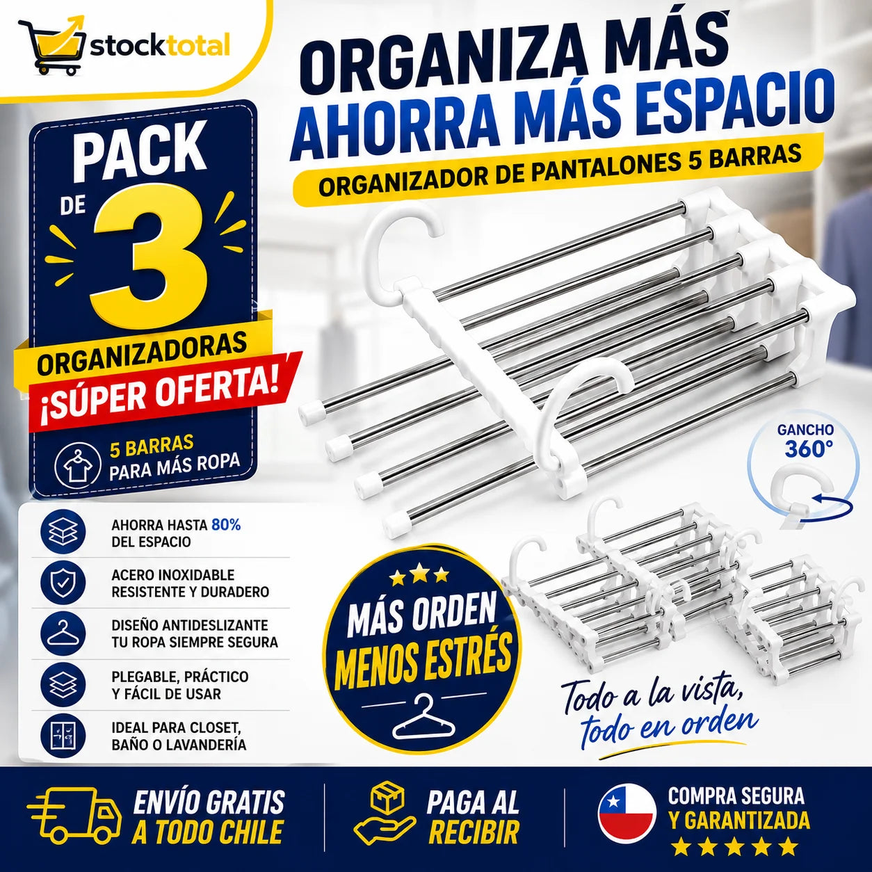 Pack 3 Organizador de pantalones 50% de DESCUENTO