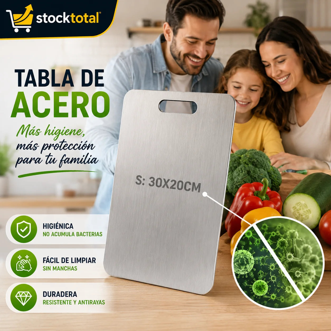 Tabla de Picar Alimento de ACERO | 50% de DESCUENTO