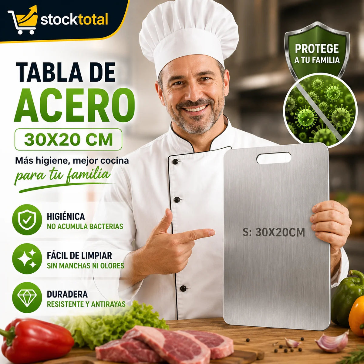 Tabla de Picar Alimento de ACERO | 50% de DESCUENTO