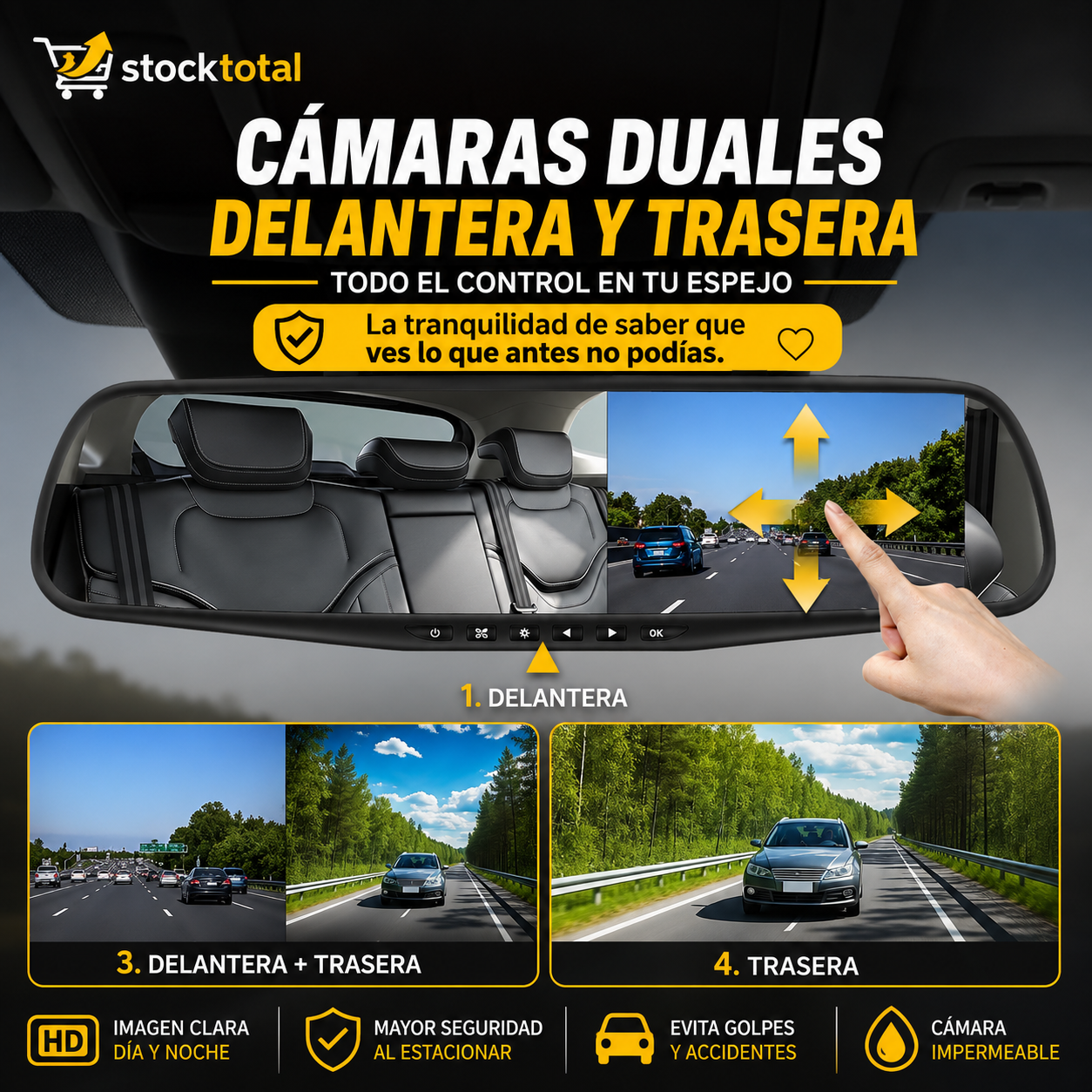 Espejo Multivisión DVR | Tu copiloto de seguridad 🚗✨ ¡50% DE DESCUENTO!