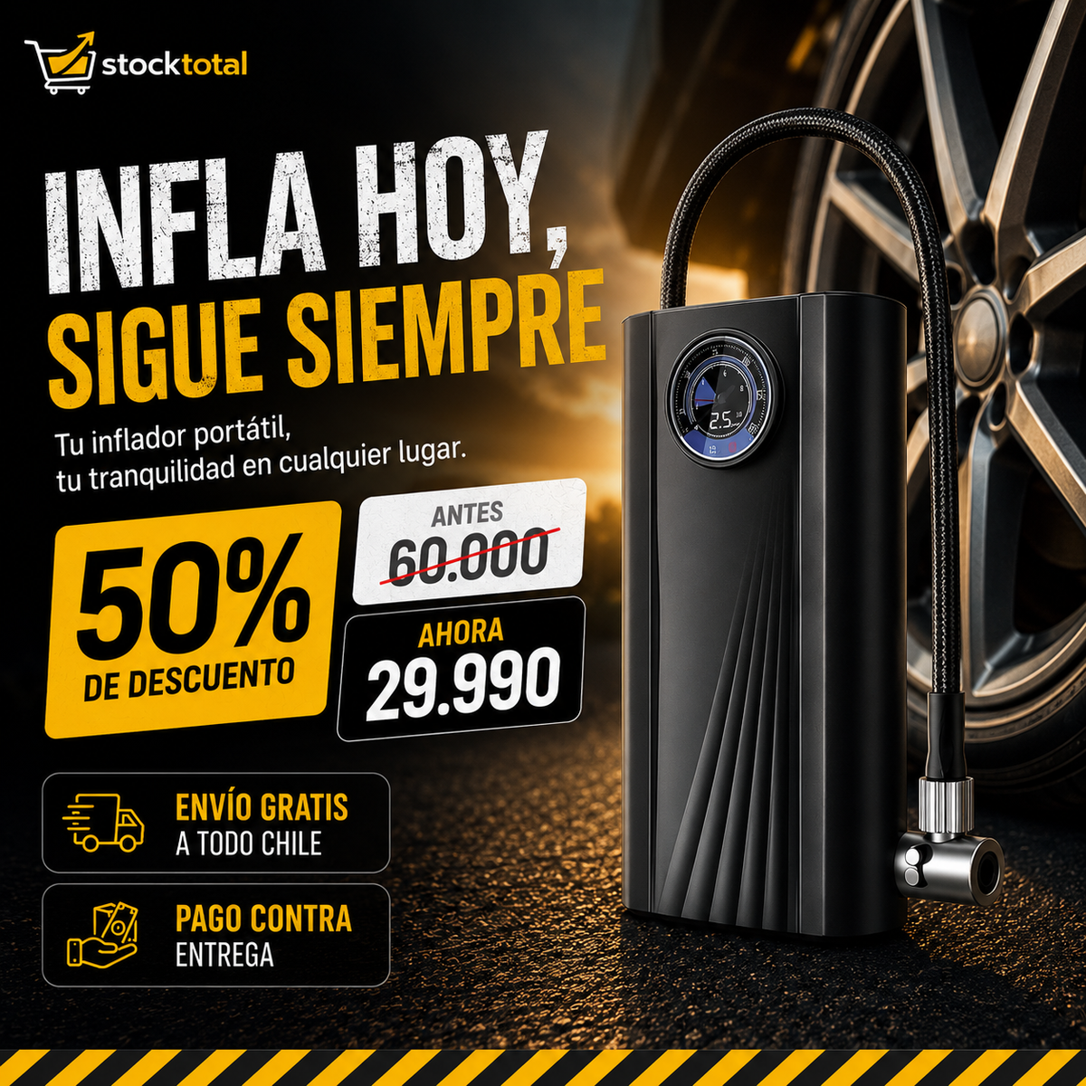 💨 TurboInfla – Compresor Portátil Auto