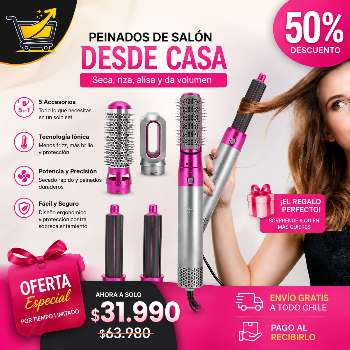 Cepillo Secador 5 En 1
