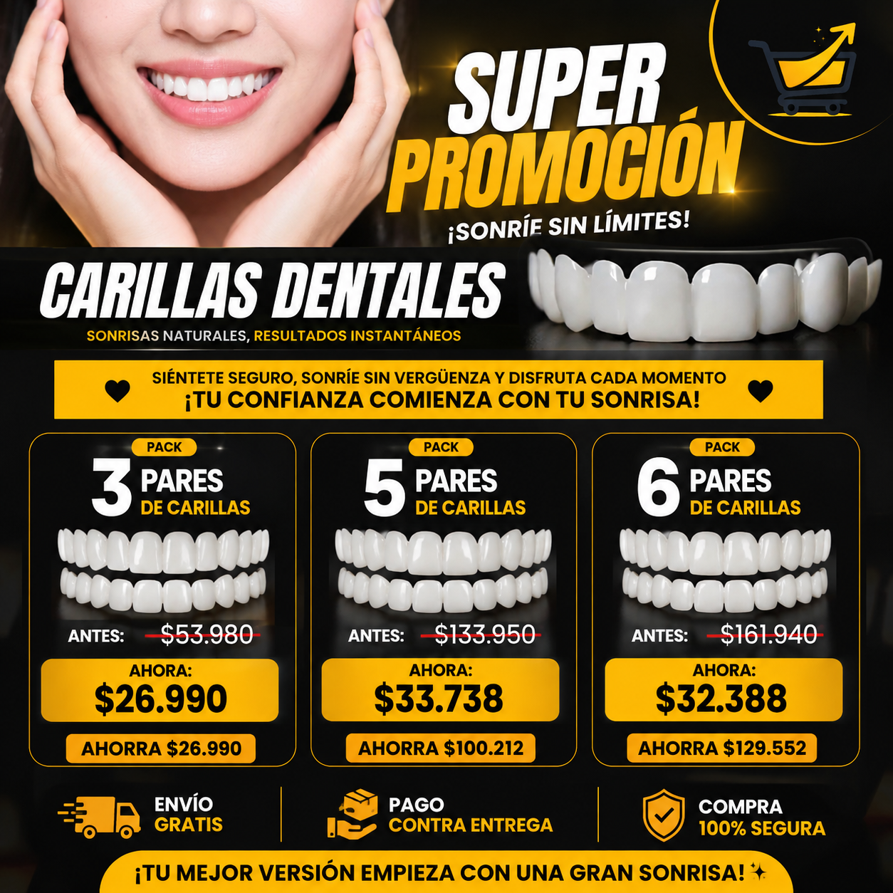 Pack de 3 Carillas Dentales con 50% de DESCUENTO